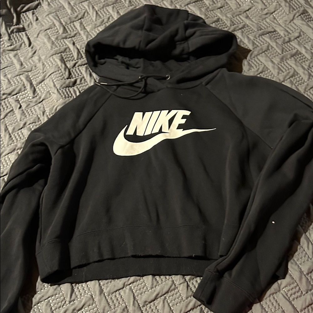 Nike Women's Black and White Logo Hoodie